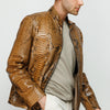 The Boss Pythn Tan Leather Men Jacket