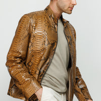 The Boss Pythn Tan Leather Men Jacket