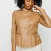 The Olmetti Tan Leather Women Jacket