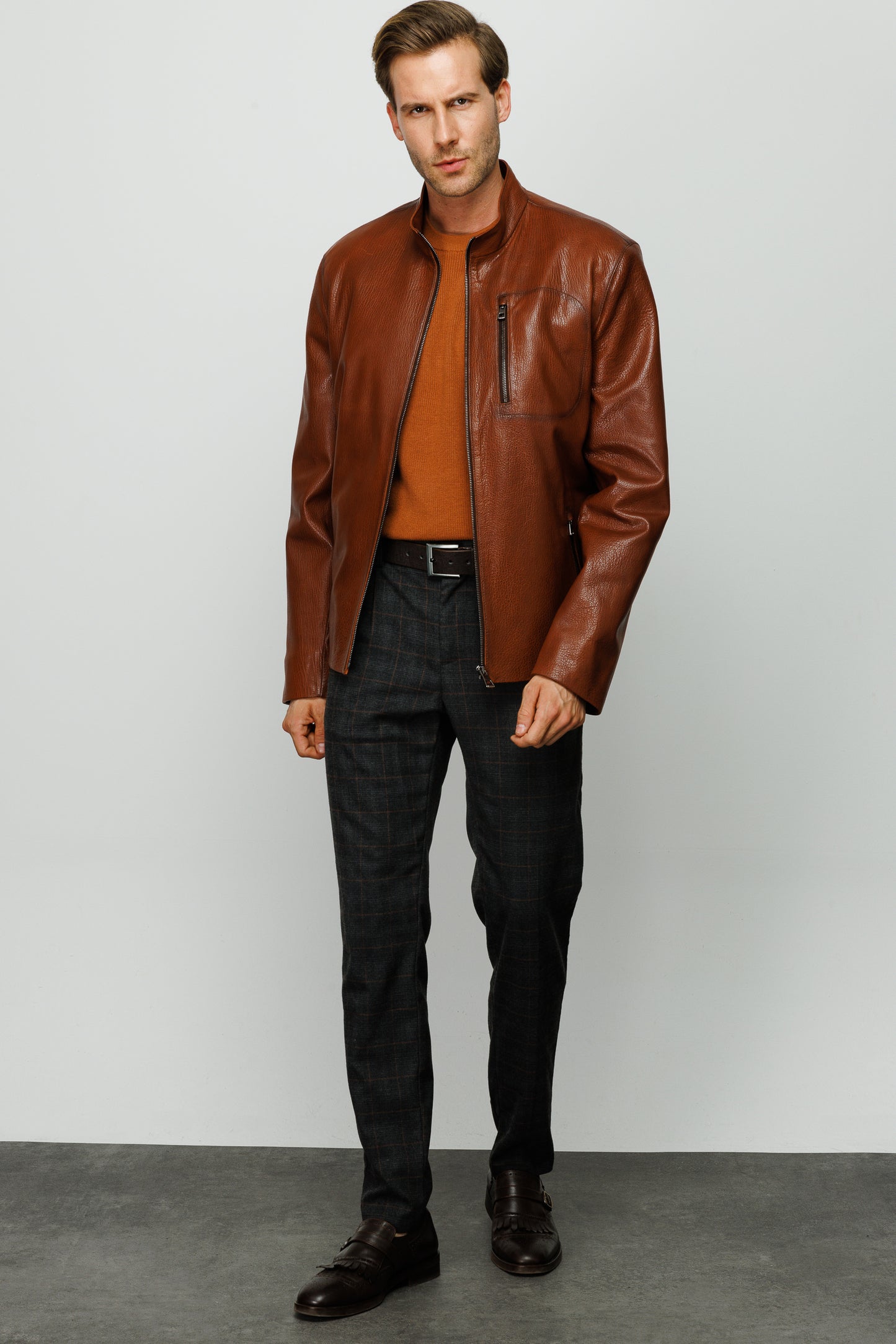 La Chaqueta de Cuero Marrón Blanchard para Hombre