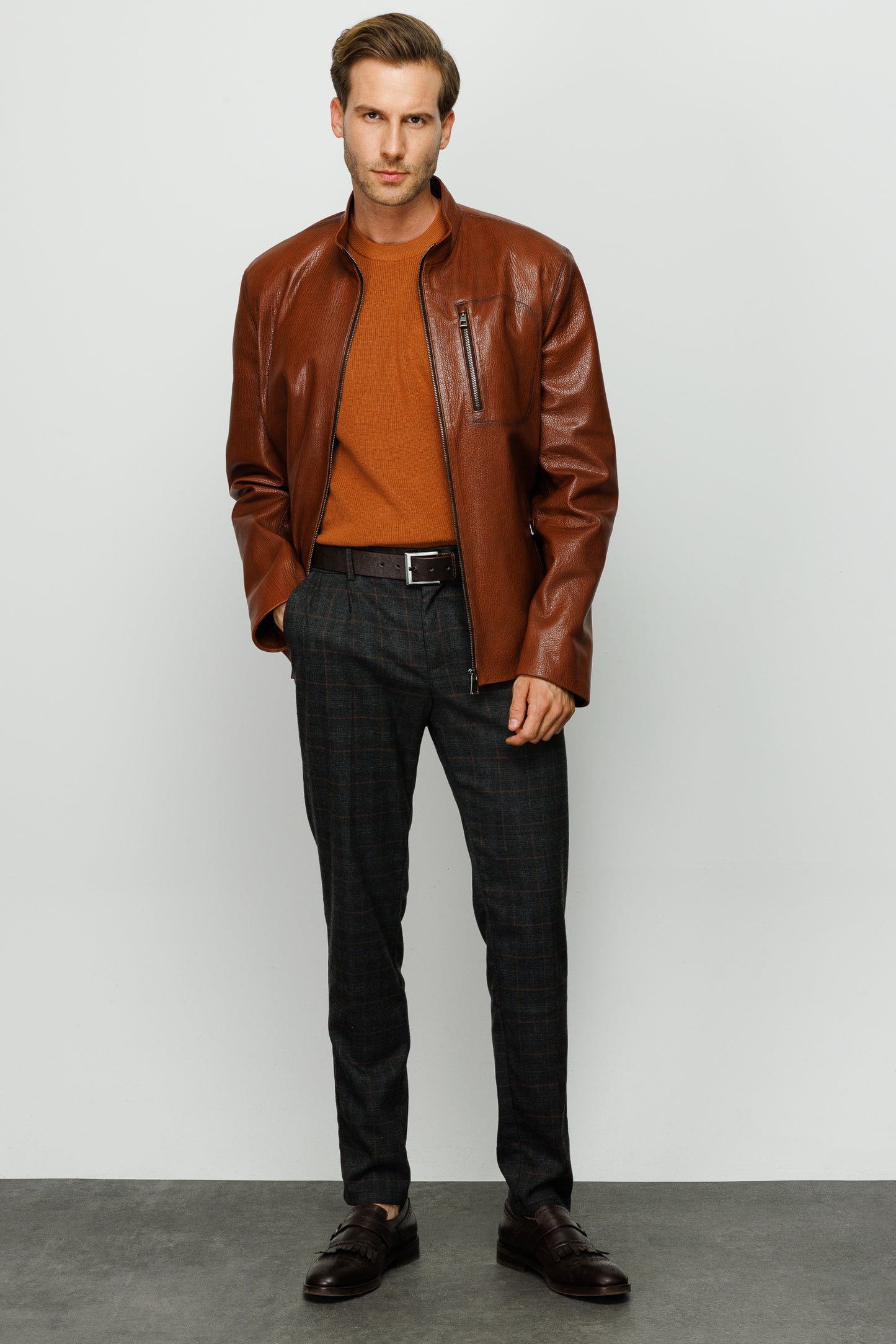 La Chaqueta de Cuero Marrón Blanchard para Hombre