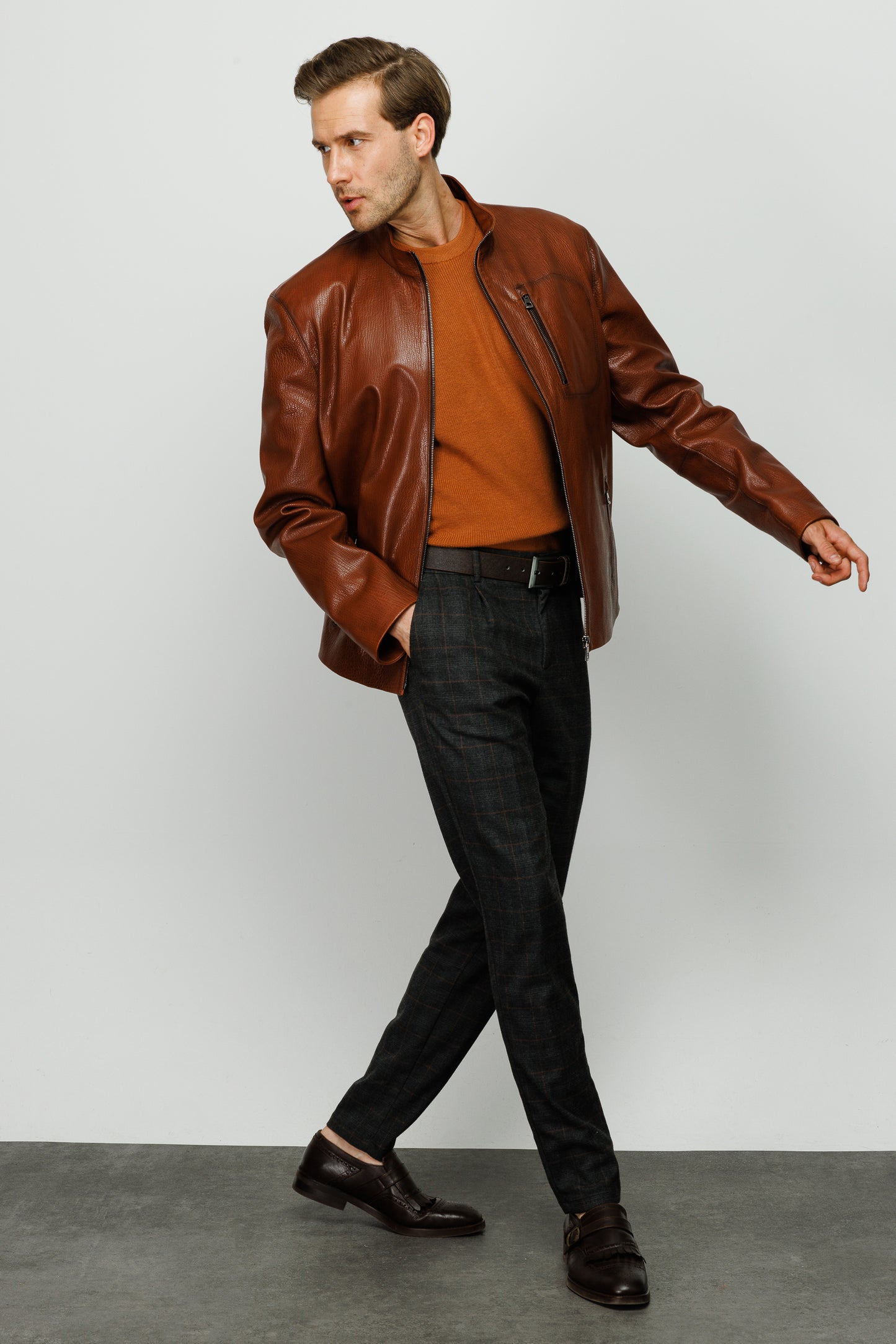 La Chaqueta de Cuero Marrón Blanchard para Hombre