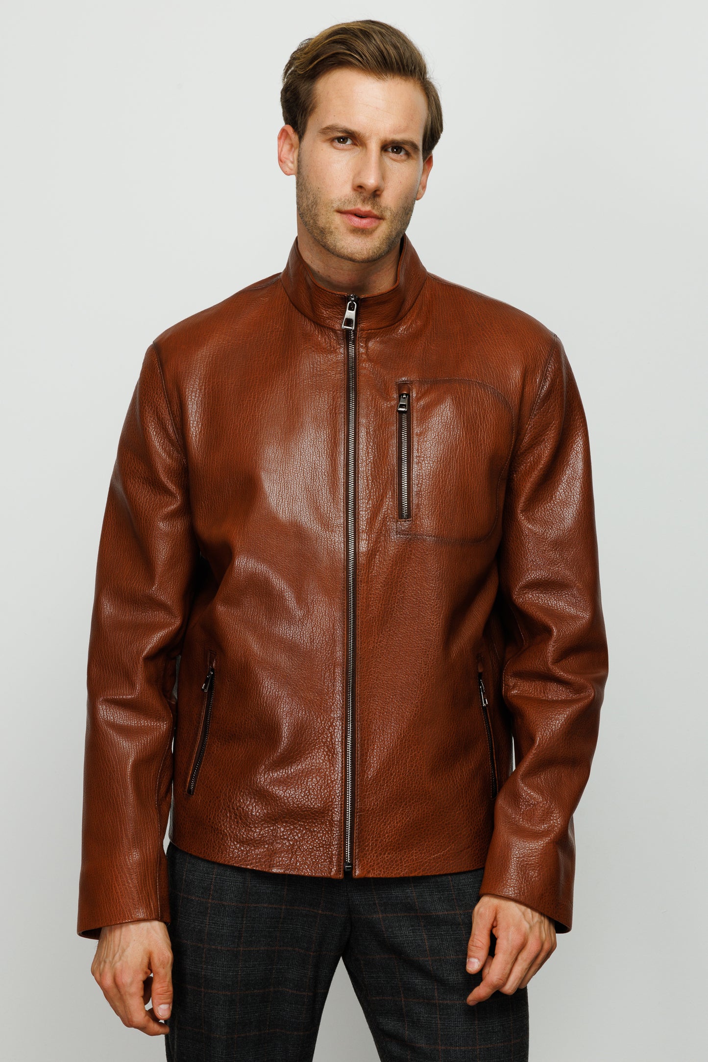 La Chaqueta de Cuero Marrón Blanchard para Hombre