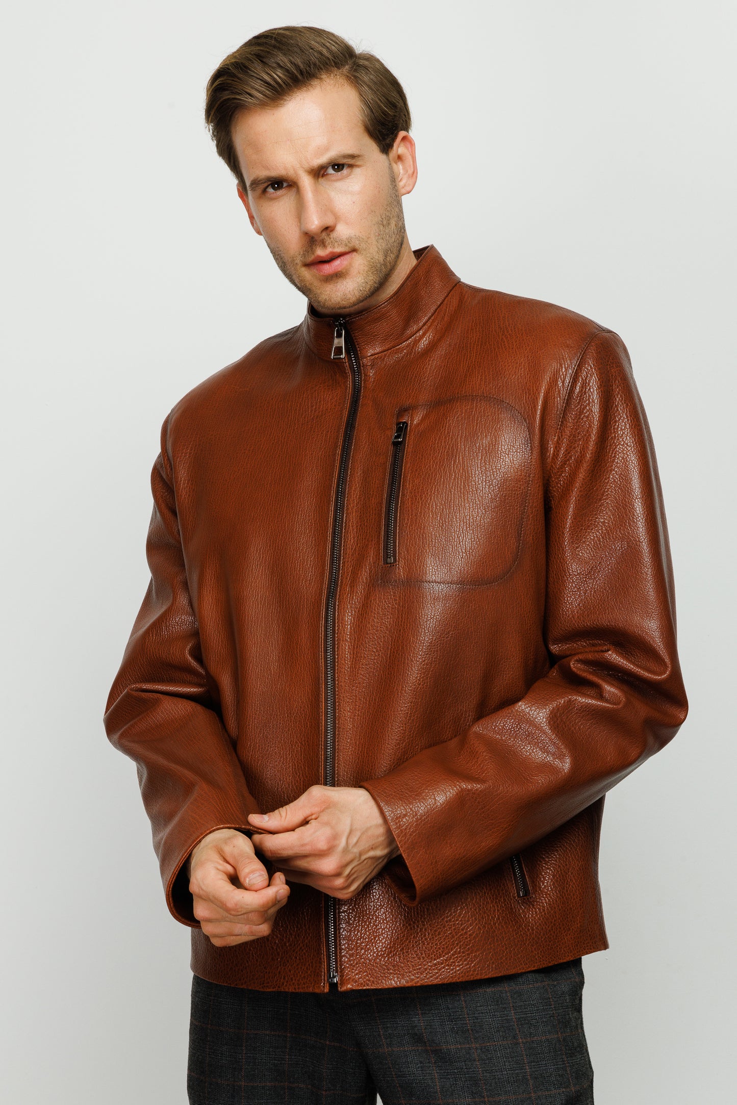 La Chaqueta de Cuero Marrón Blanchard para Hombre