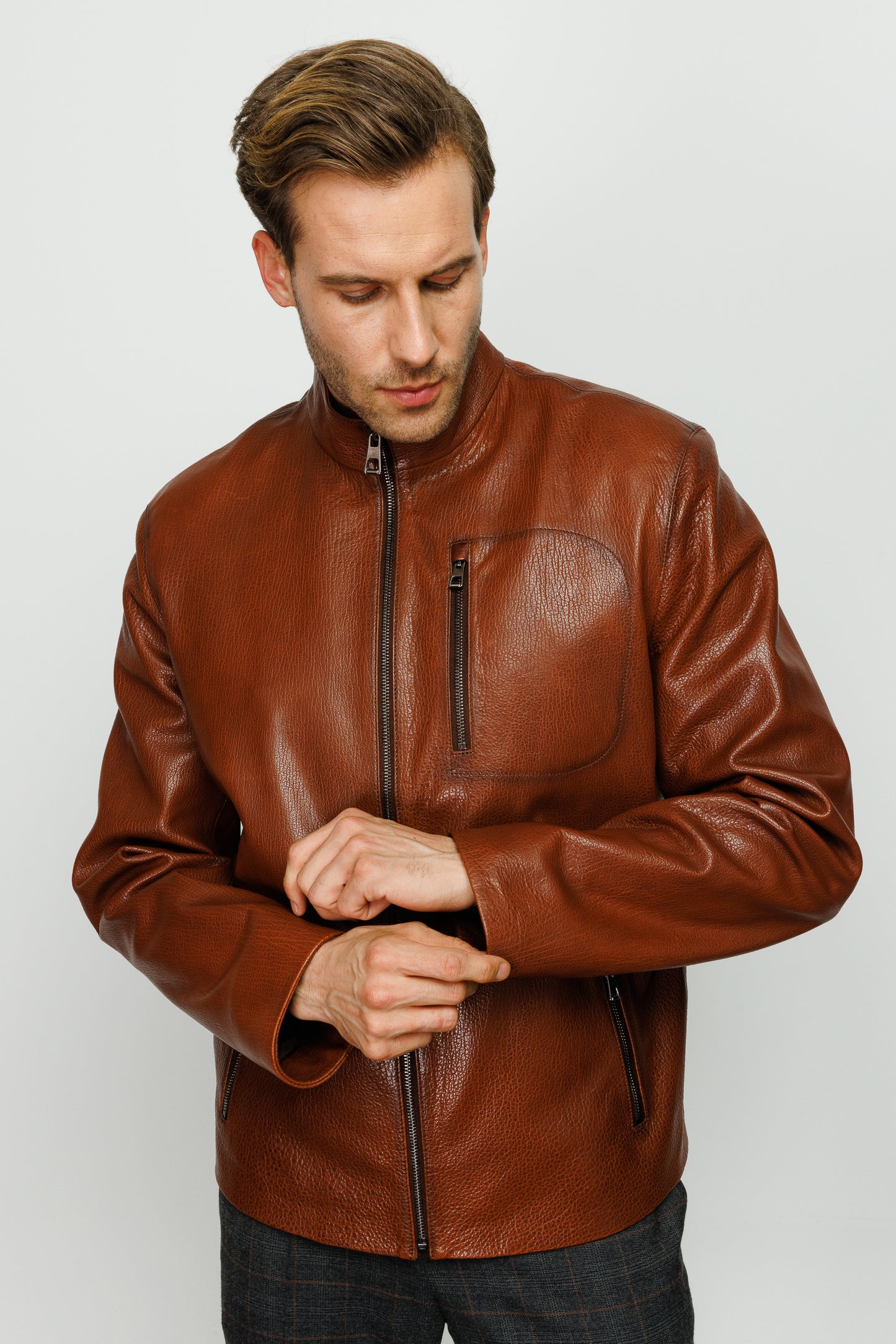 La Chaqueta de Cuero Marrón Blanchard para Hombre