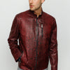 The Boss Pythn Burgundy Leather Men Jacket