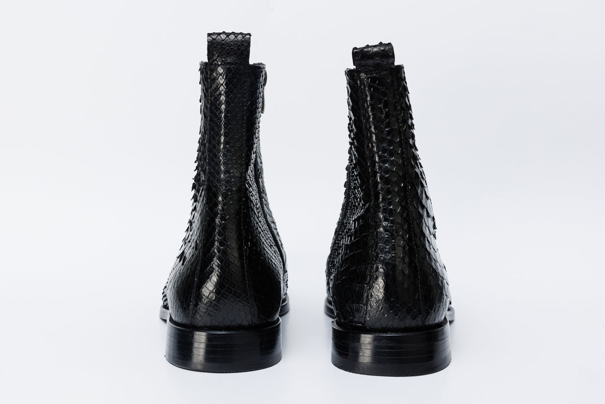The Boss Black Pythn Snk Zip-Up Leather Men Boot Limited Edition