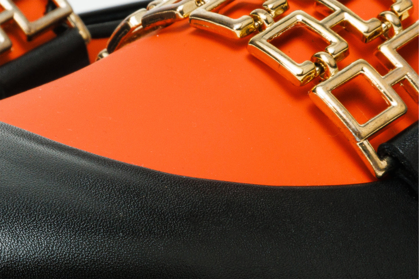 Los zapatos de hombre Gemena de cuero negro y naranja con hebilla, ¡venta final!