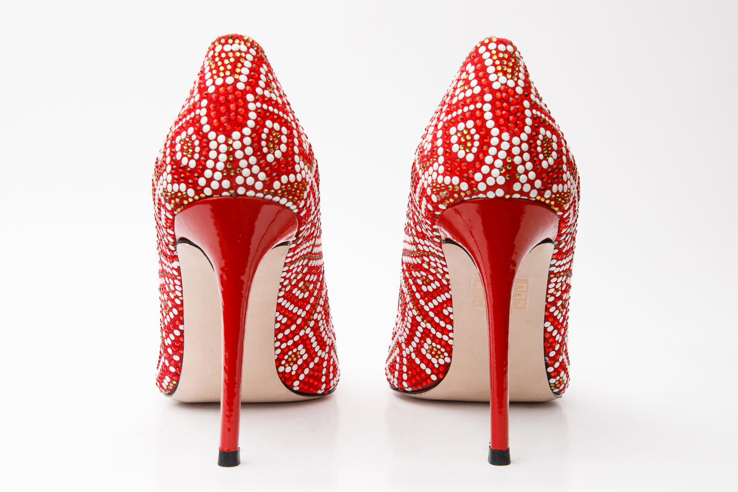 Zapatos de salón Nampula de piel con purpurina roja para mujer 