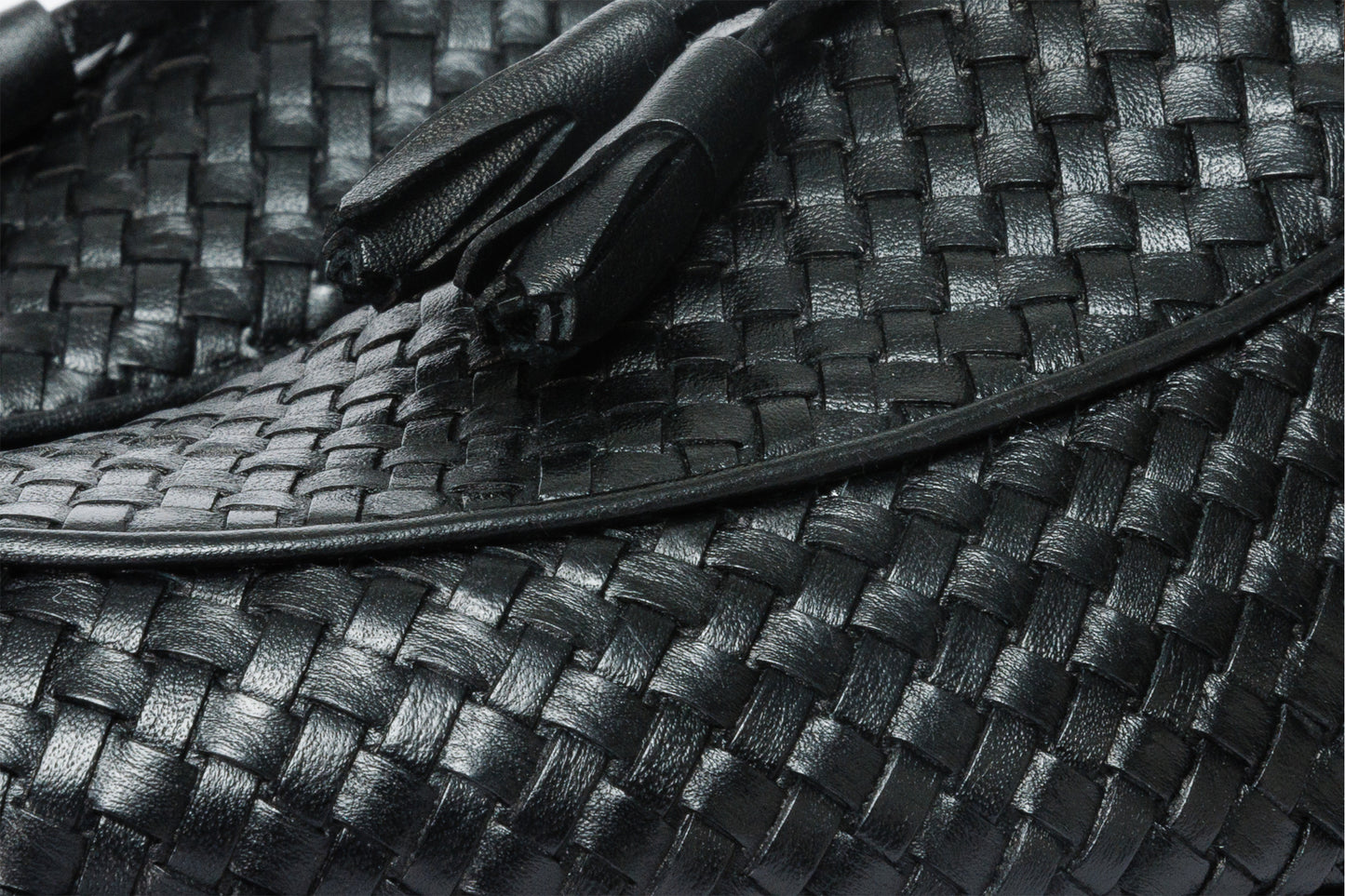 Mocasín con borlas tejidas de cuero negro Mclean Shoe para hombre