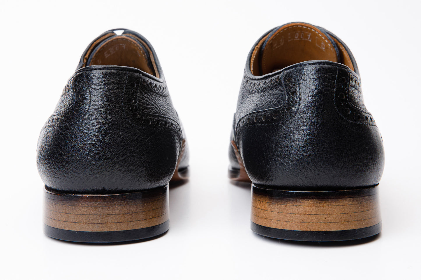 Zapato Oxford semi brogue azul marino hecho a mano Draco para hombre