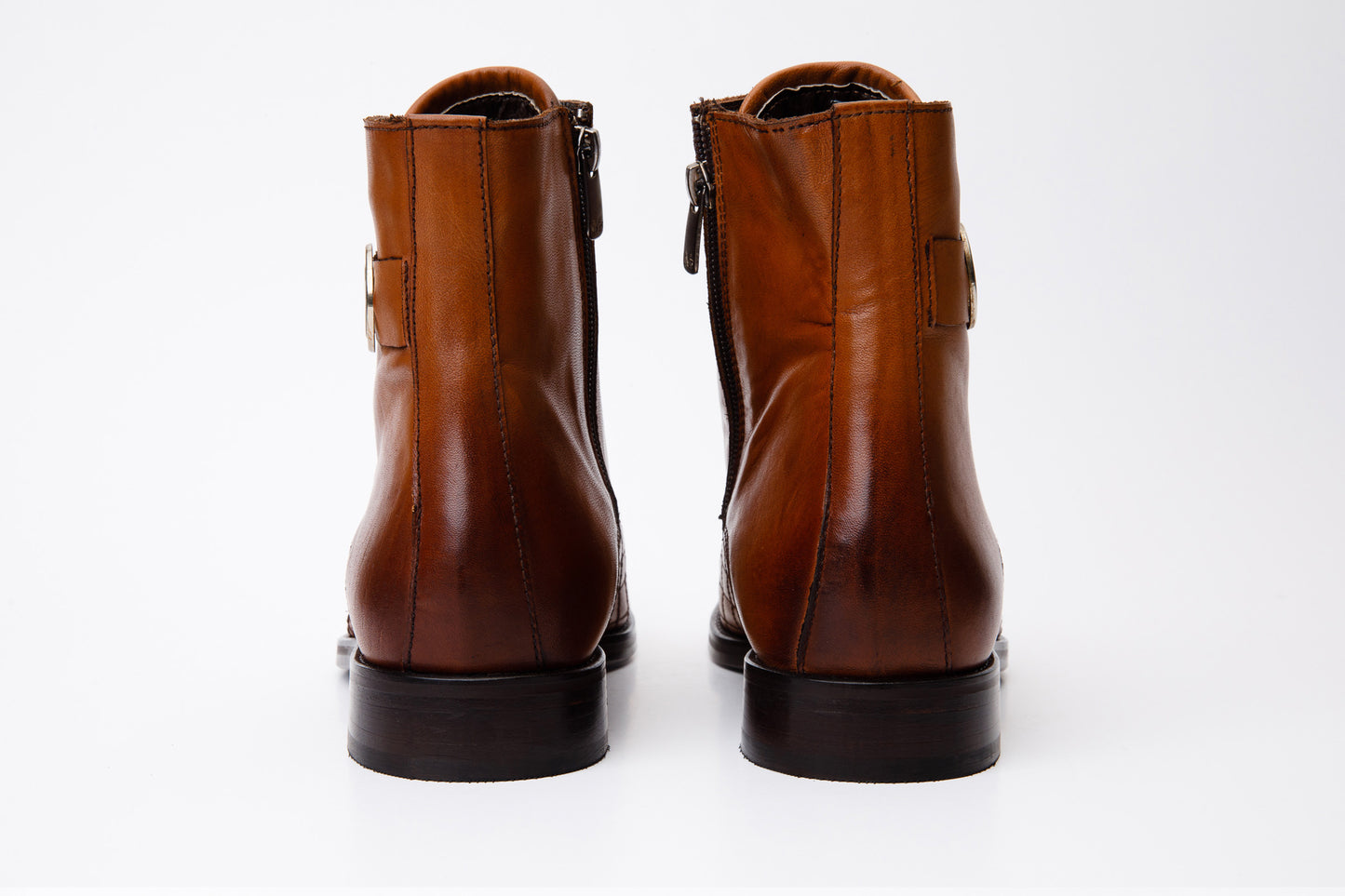 Bota de hombre con cordones y cremallera en piel marrón Zeus