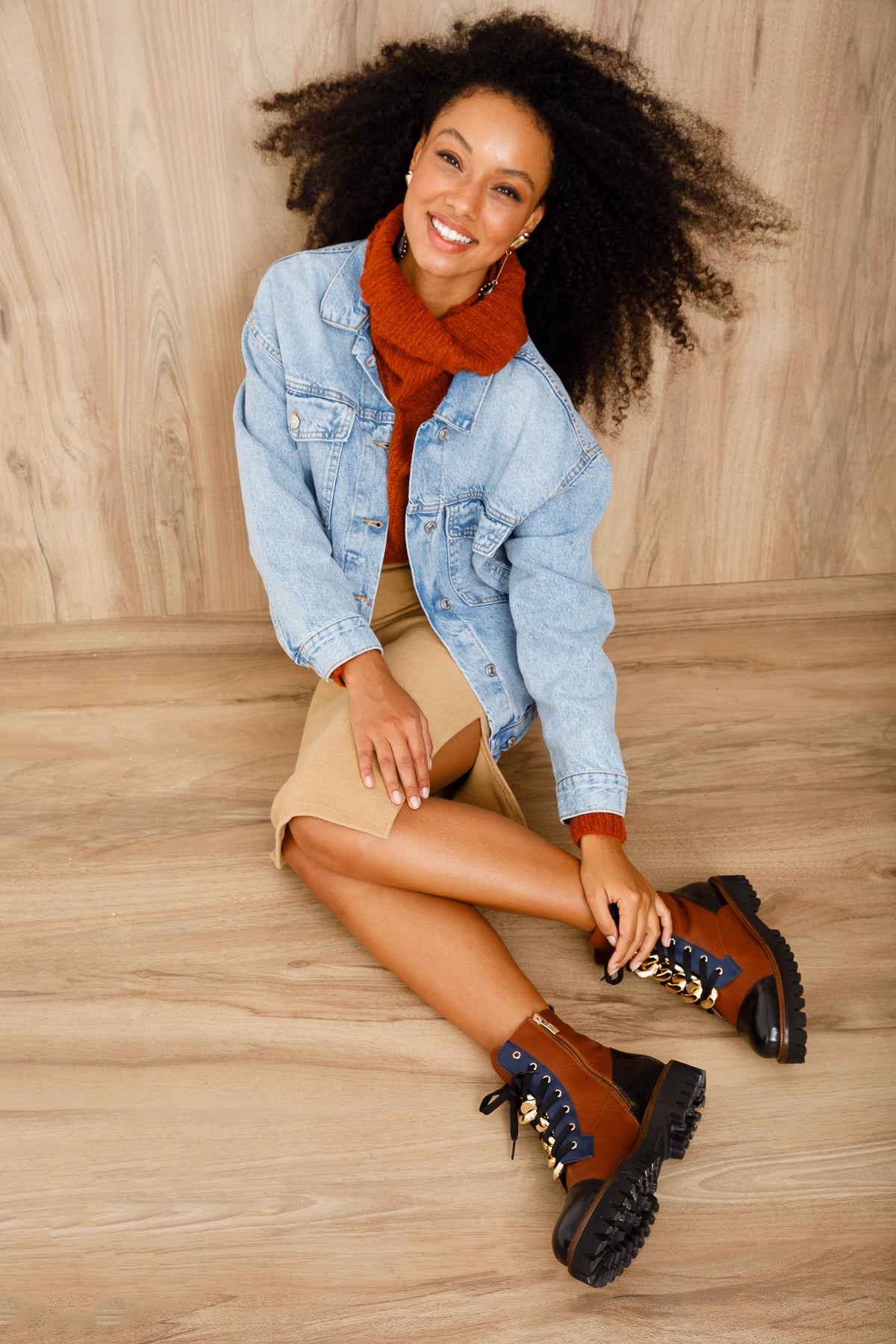 ¡Botín de mujer Belgrad Brown de cuero con cordones y cremallera lateral Venta final!