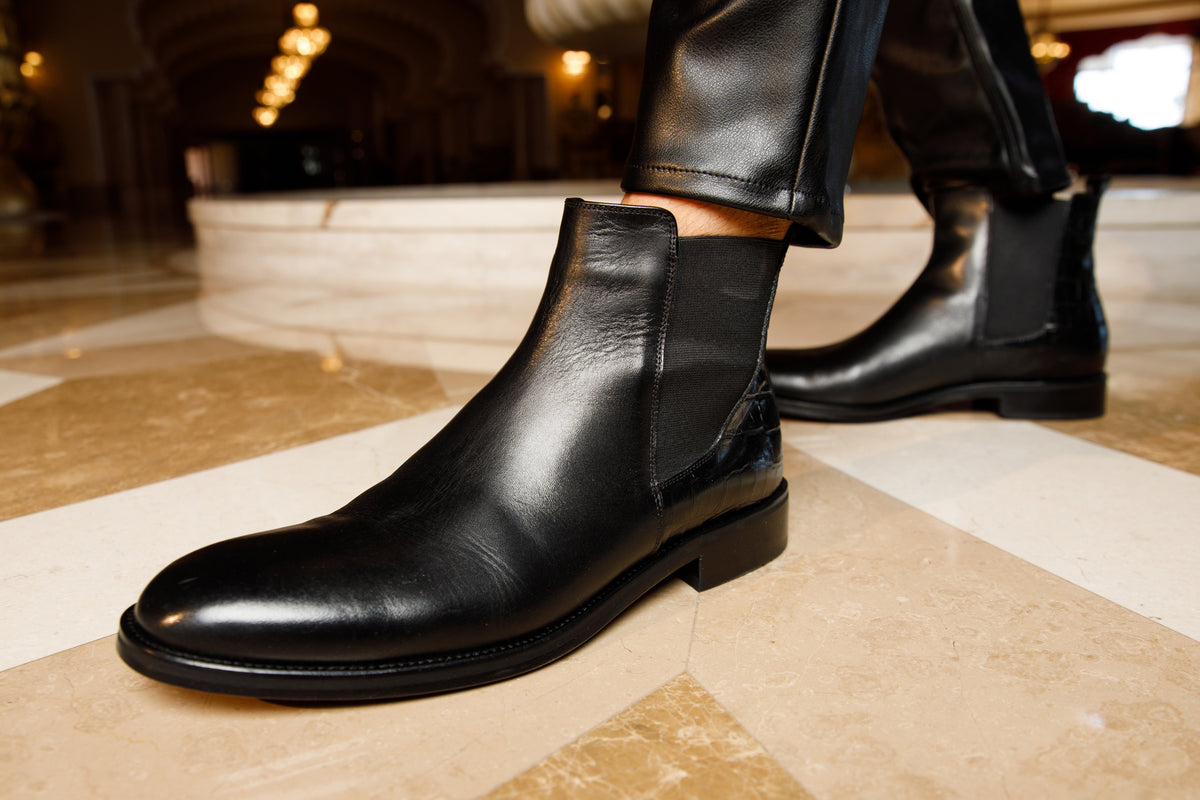 The Manby Black Leather Chelsea Men Boot Final Sale!