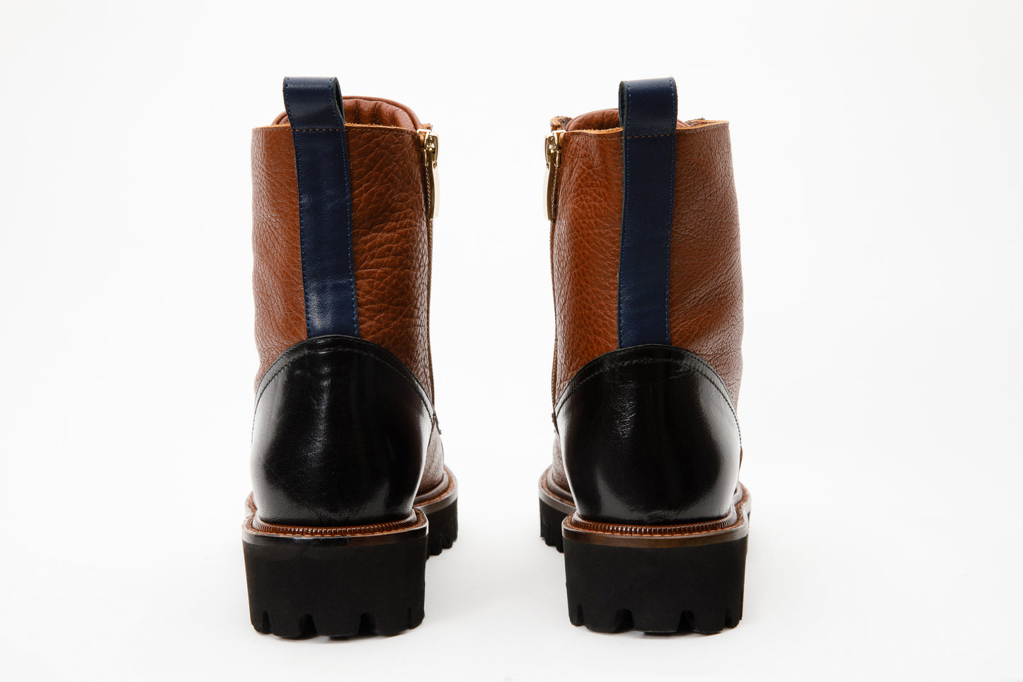 ¡Botín de mujer Belgrad Brown de cuero con cordones y cremallera lateral Venta final!