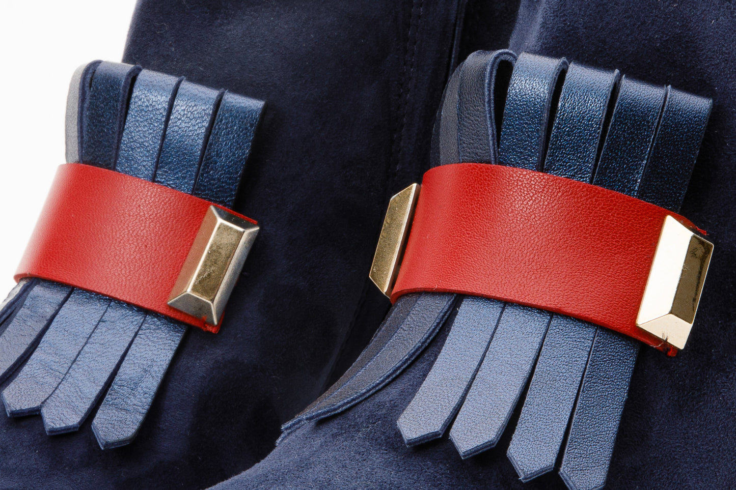 Bota de mujer con tacón de bloque de piel de ante azul marino de Luksor 