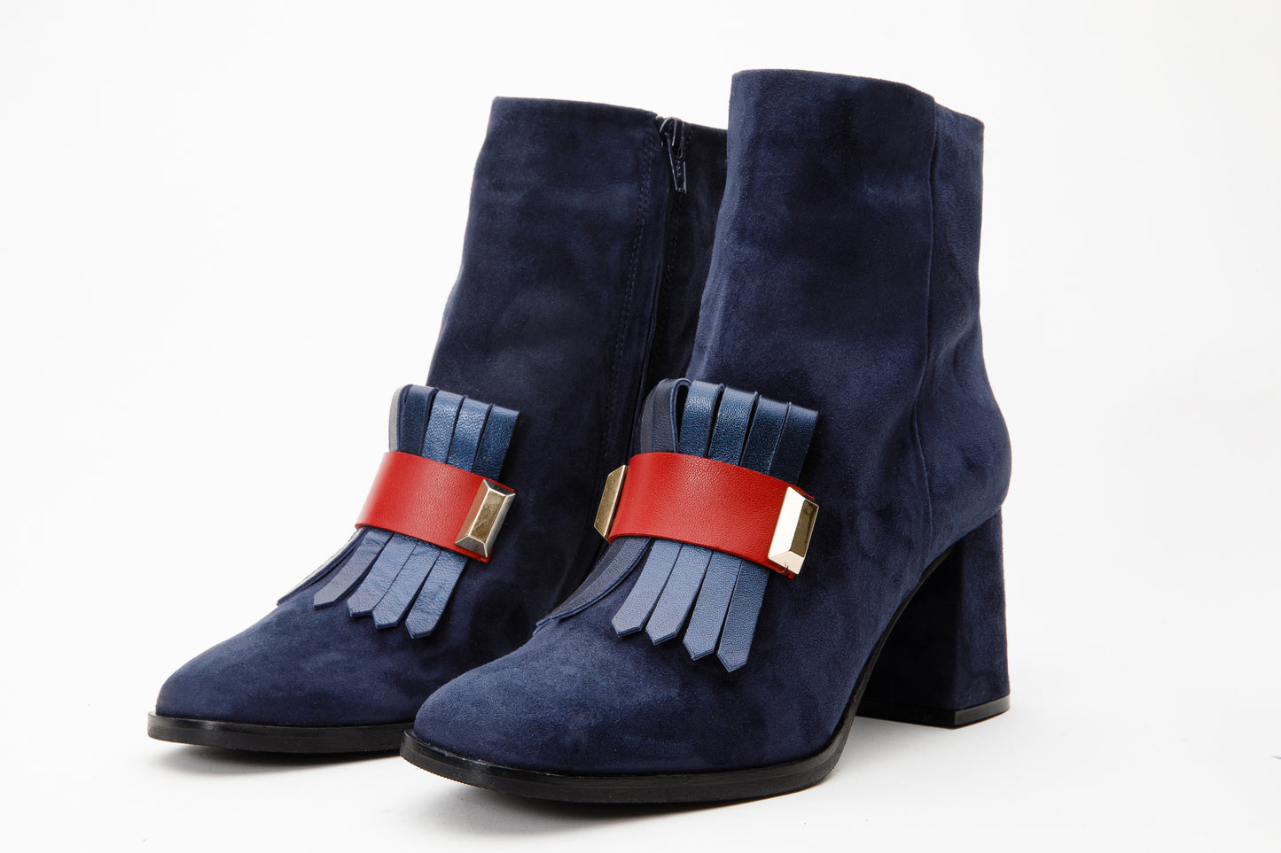 Bota de mujer con tacón de bloque de piel de ante azul marino de Luksor 