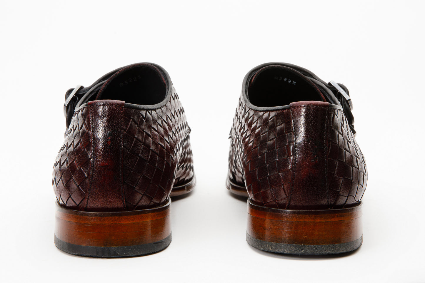 Zapatos de vestir para hombre con doble hebilla y tejido en color burdeos de Turan