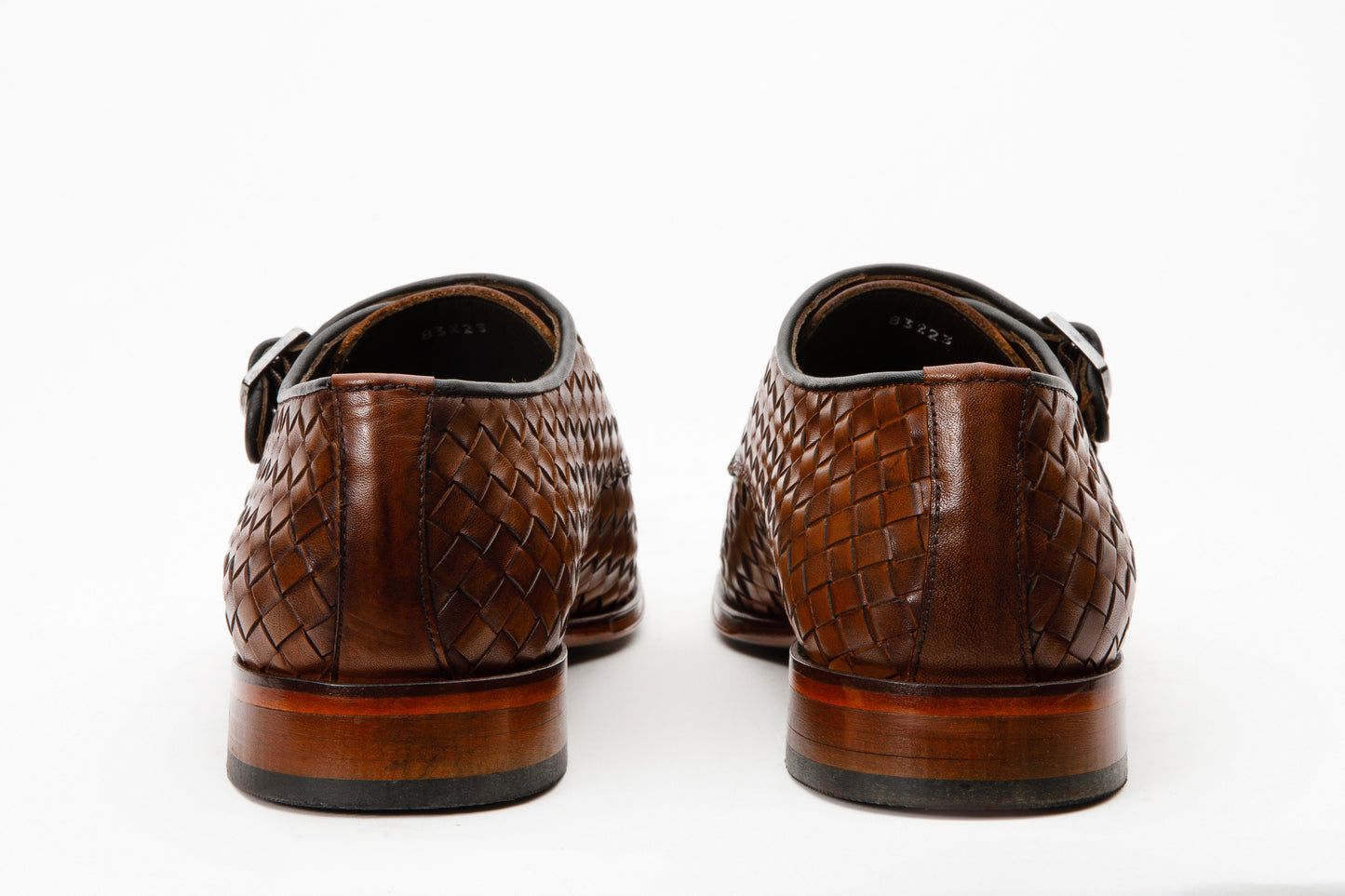 Zapatos de vestir para hombre con doble hebilla tejida en marrón Turan