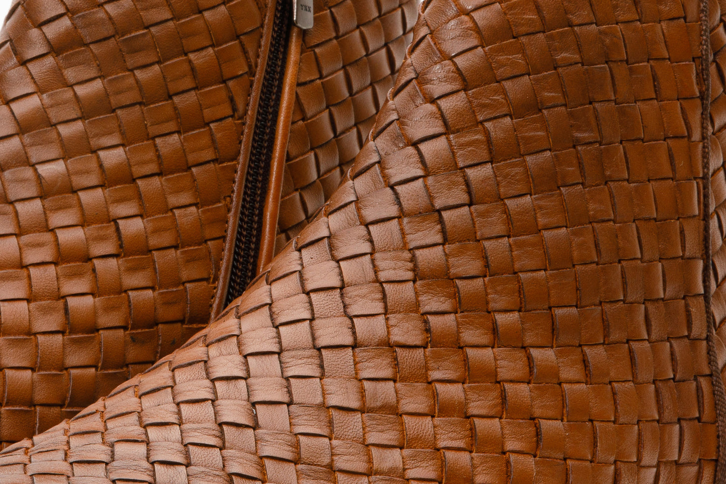 The Wellington Tan Handwoven Leather Men Boot with a Zipper Final Sale!