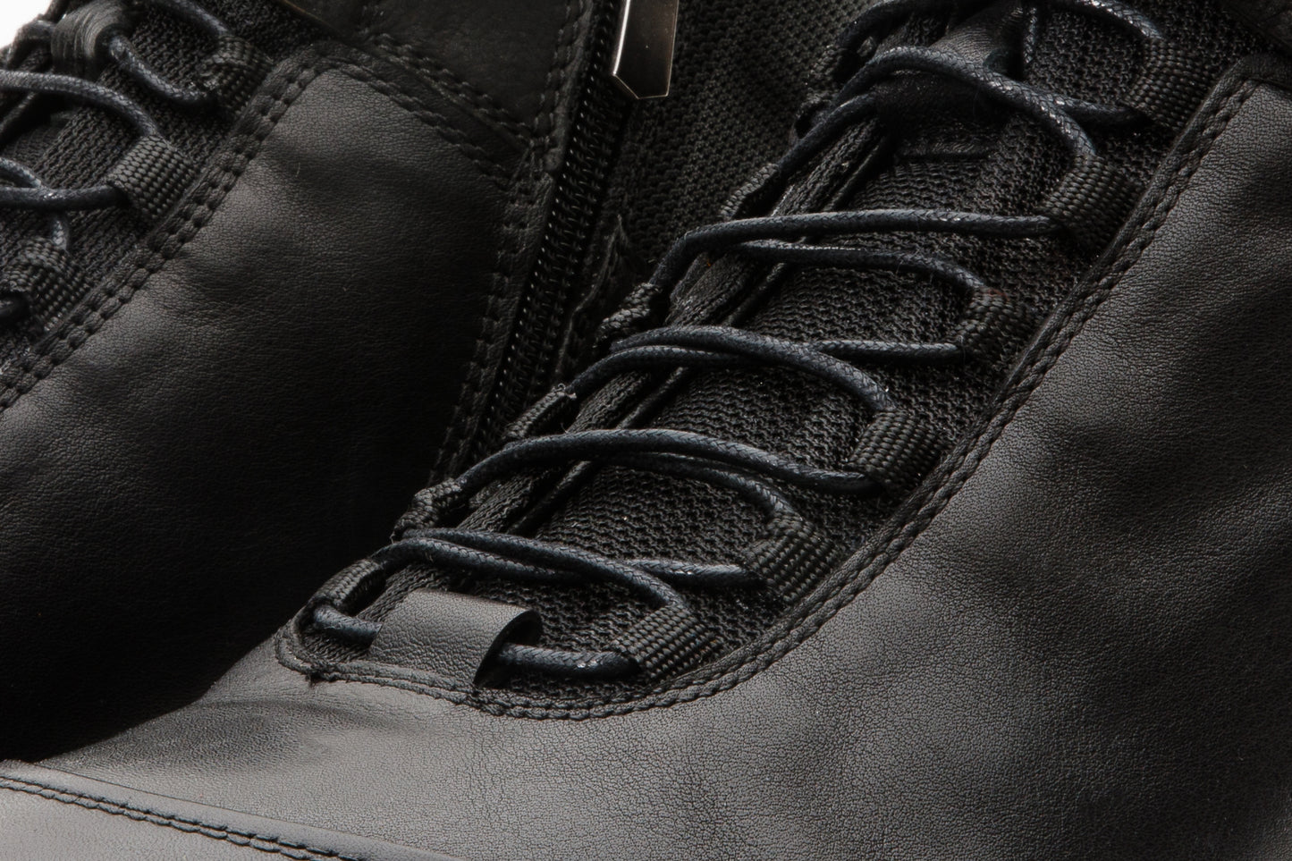 Bota casual con cordones y cremallera para hombre de cuero negro Houston