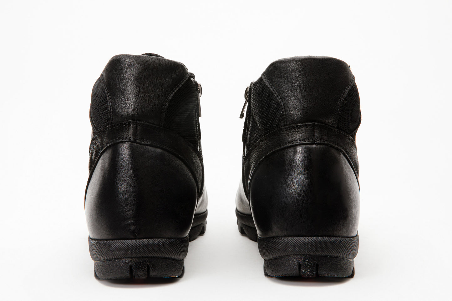 Bota casual con cordones y cremallera para hombre de cuero negro Houston