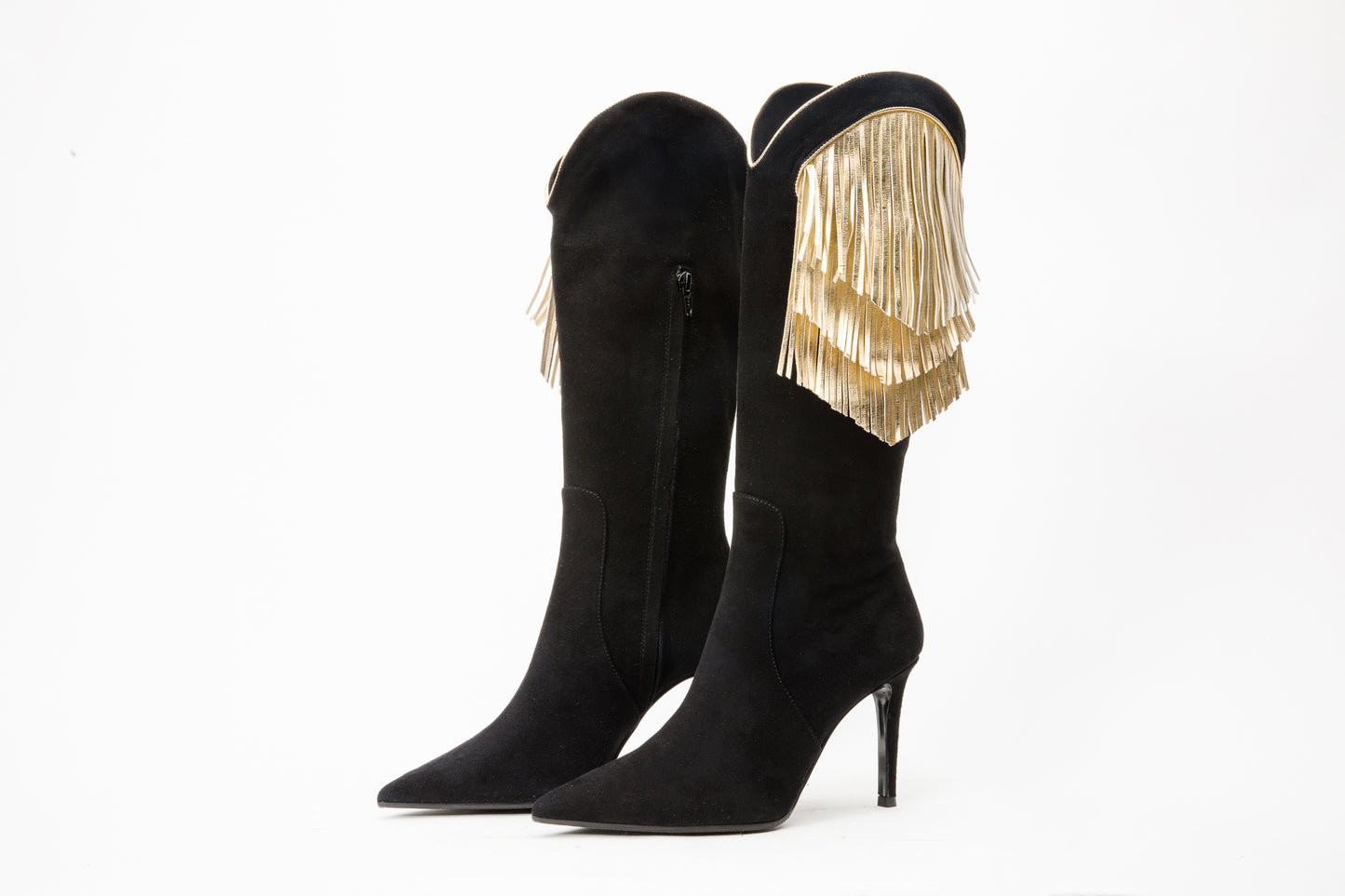 Bota de mujer hasta la rodilla de piel de ante negra Vienna 