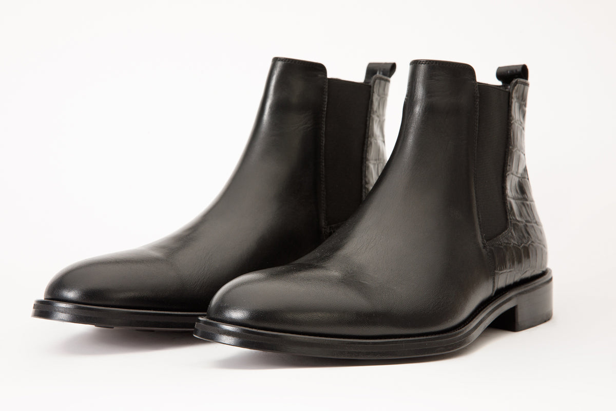 The Manby Black Leather Chelsea Men Boot Final Sale!