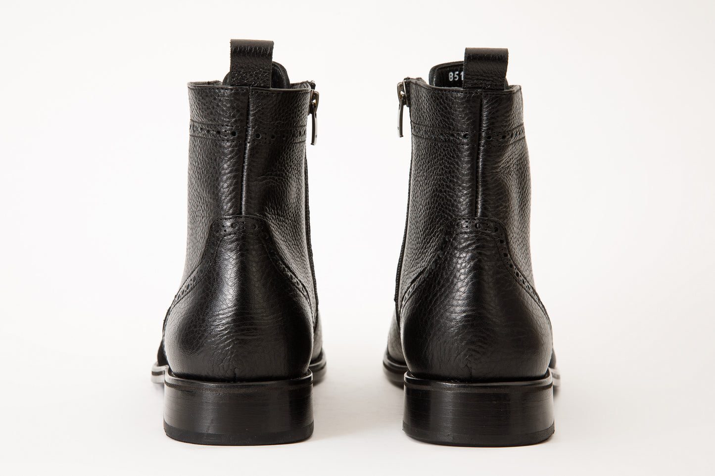 The Anderson Black Leather & Suede Brogue Lace-Up Men  Boot with a Zipper