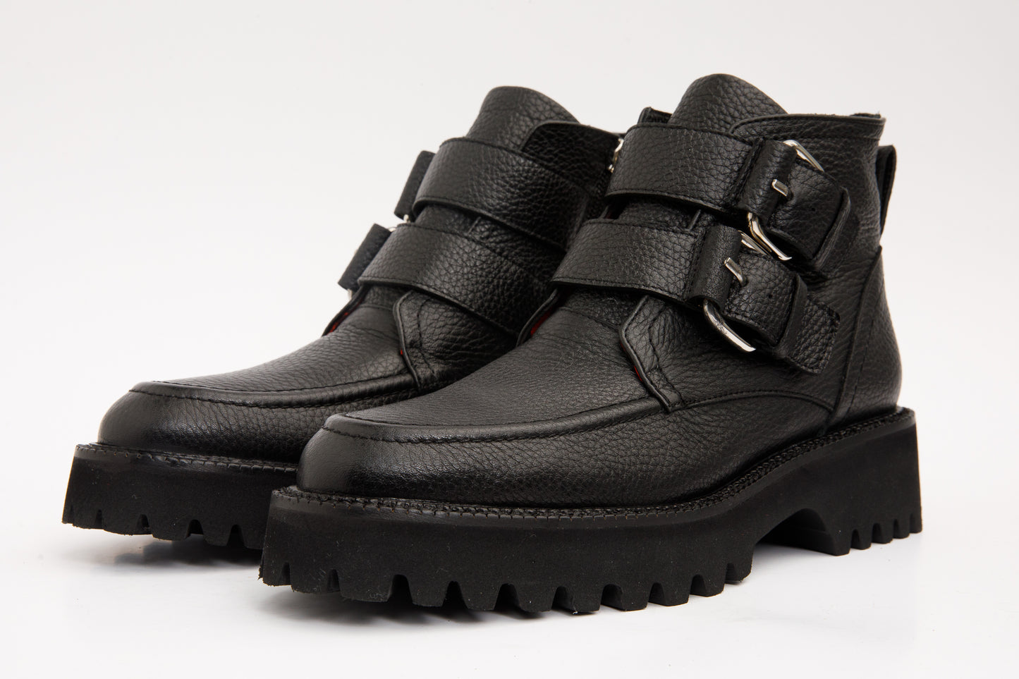 The Harry Black Leather Double Monk  Ankle Women  Boot Final Sale!