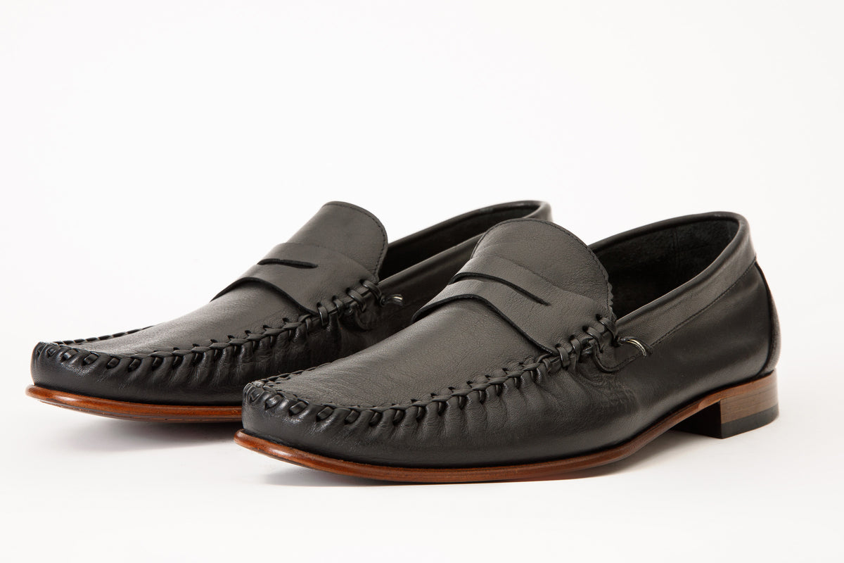 Mocasín de cuero negro Eregli para hombre