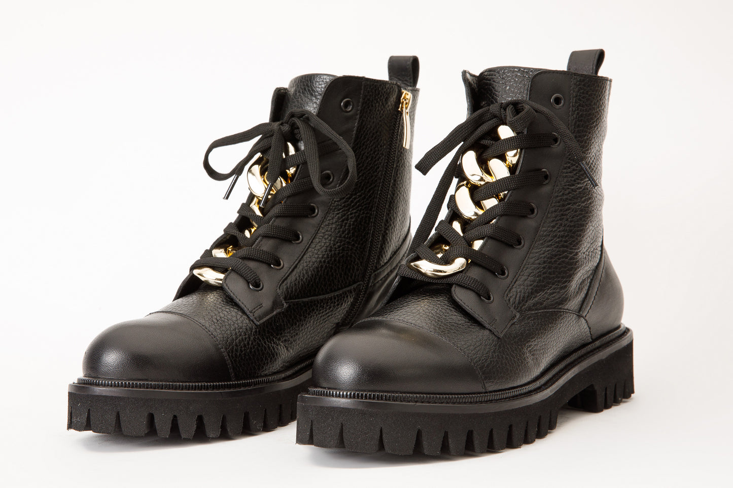 The Belgrad Black Leather Lace-Up Ankle Women Boot With a Side Zipper Final Sale!