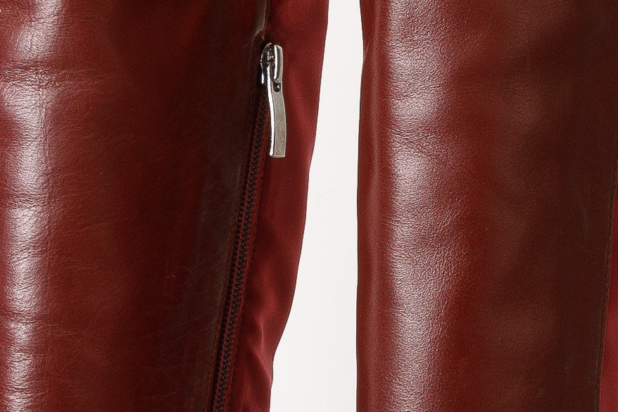 حذاء Harmony Belle Burgundy Leather بطول الركبة للنساء