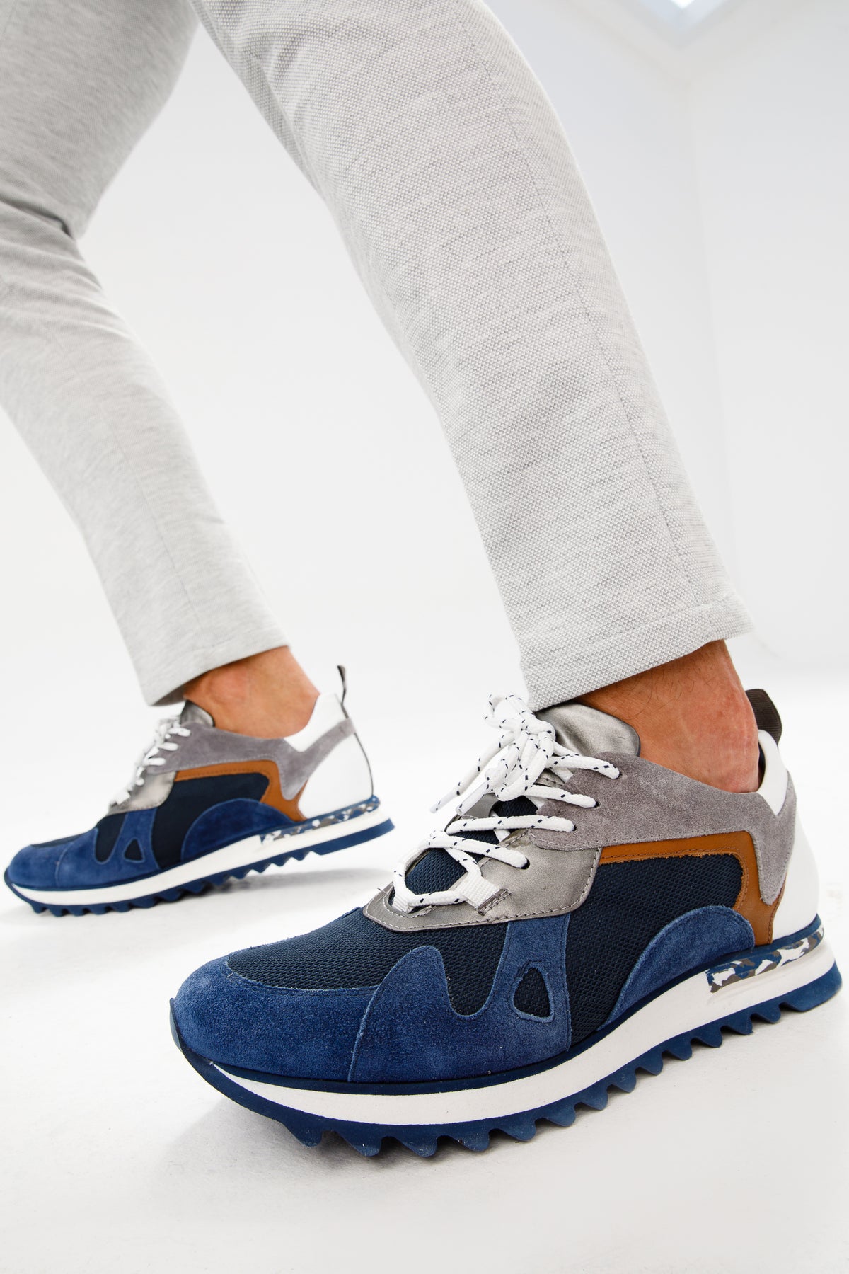 Zapatillas de cuero azul Tyler para hombre
