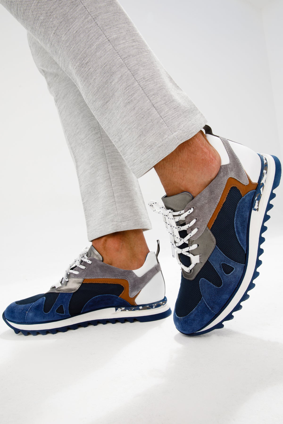 Zapatillas de cuero azul Tyler para hombre