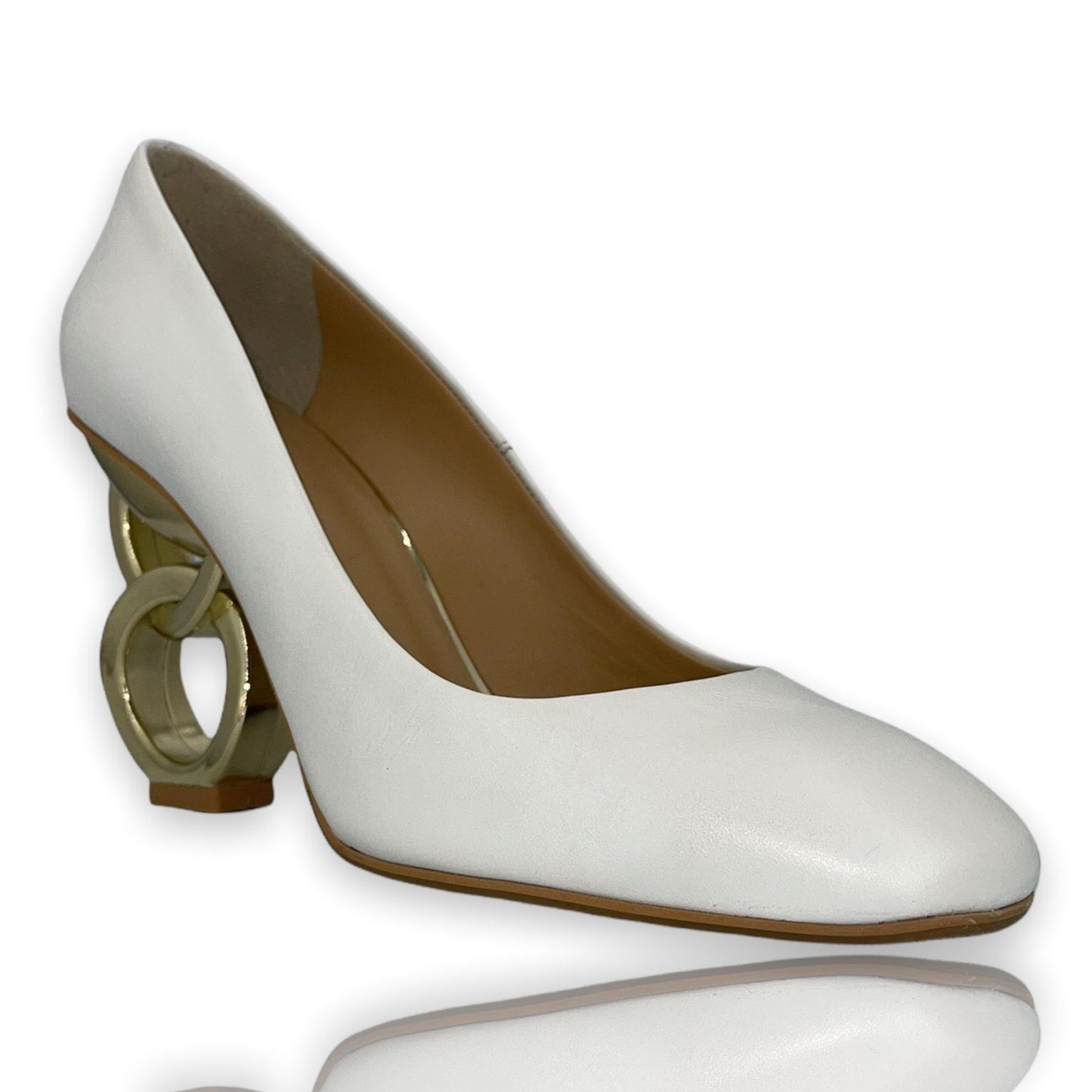 ¡Venta final de zapatos de salón de cuero blanco Belem!