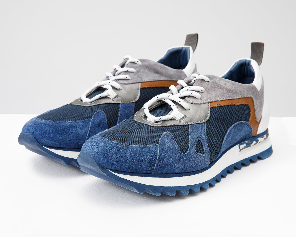 Zapatillas de cuero azul Tyler para hombre