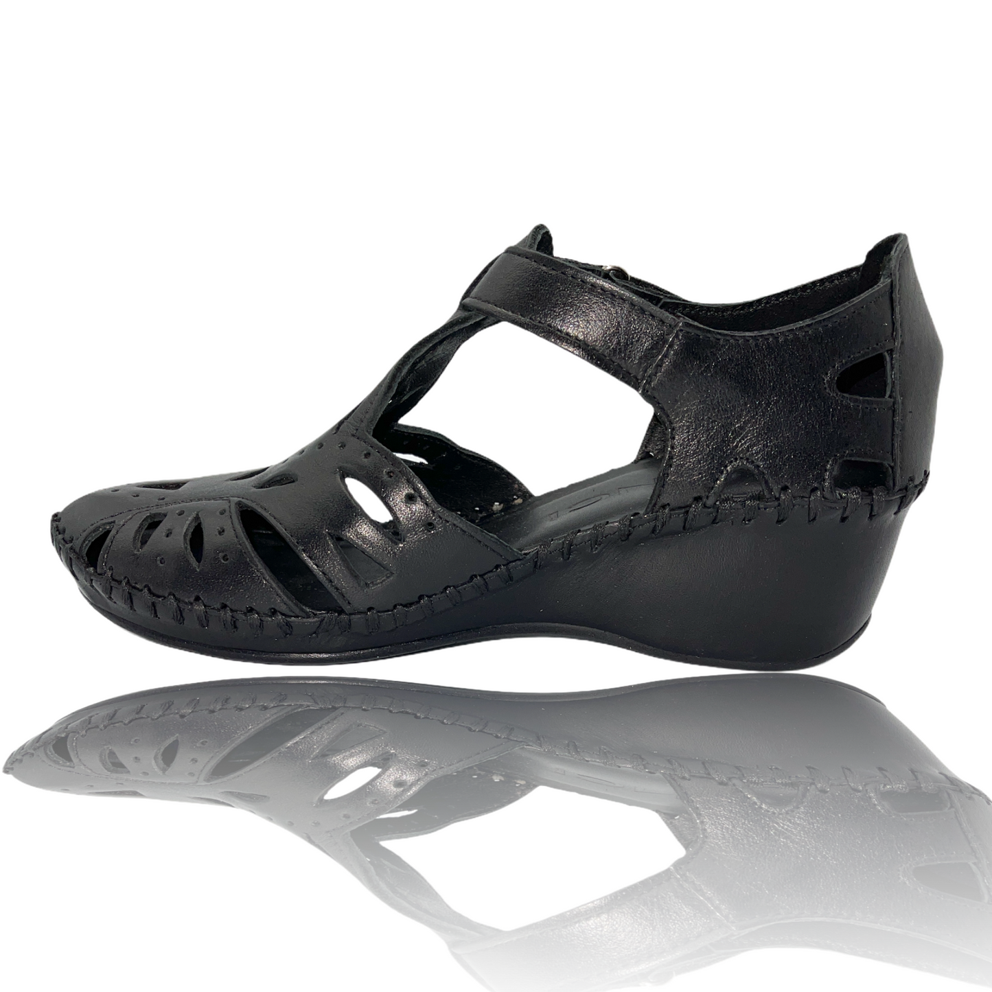 ¡Venta final de la sandalia de cuero negra Tonmawr!