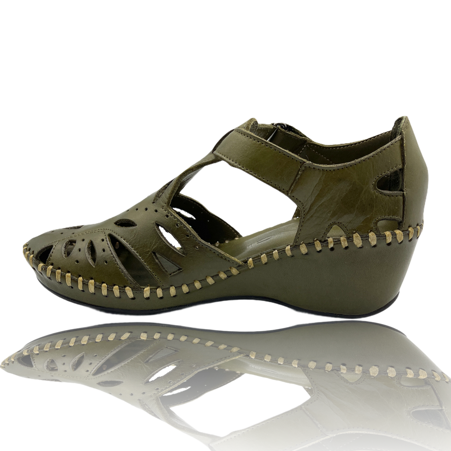 ¡Venta final de la sandalia de cuero verde Tonmawr!