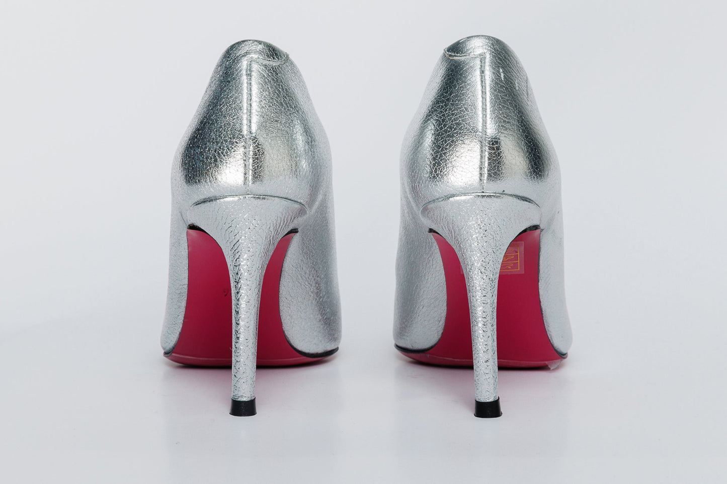 The Ege Silver Leather Pump Fuchsia Sole Women Shoe