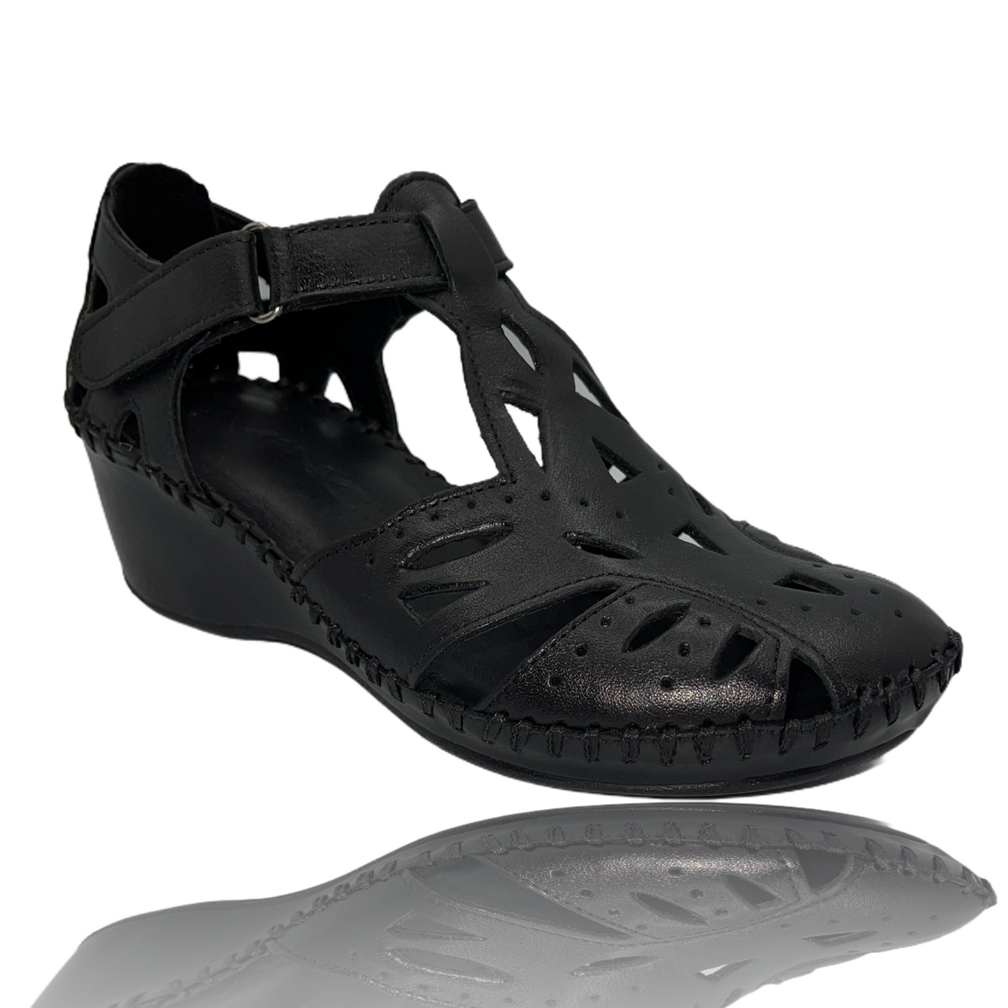 ¡Venta final de la sandalia de cuero negra Tonmawr!