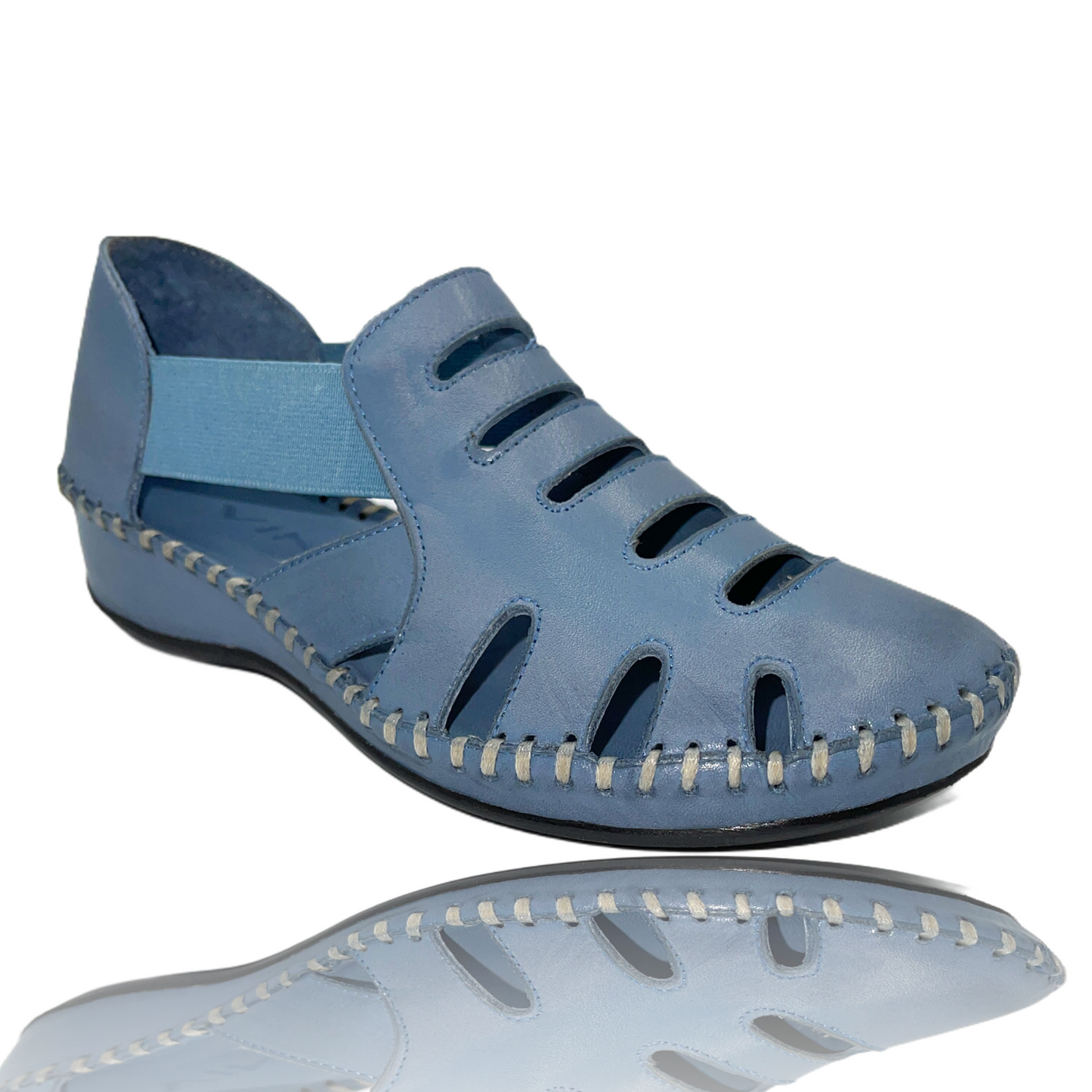Sandalia de piel azul Maerdy ¡Venta final!