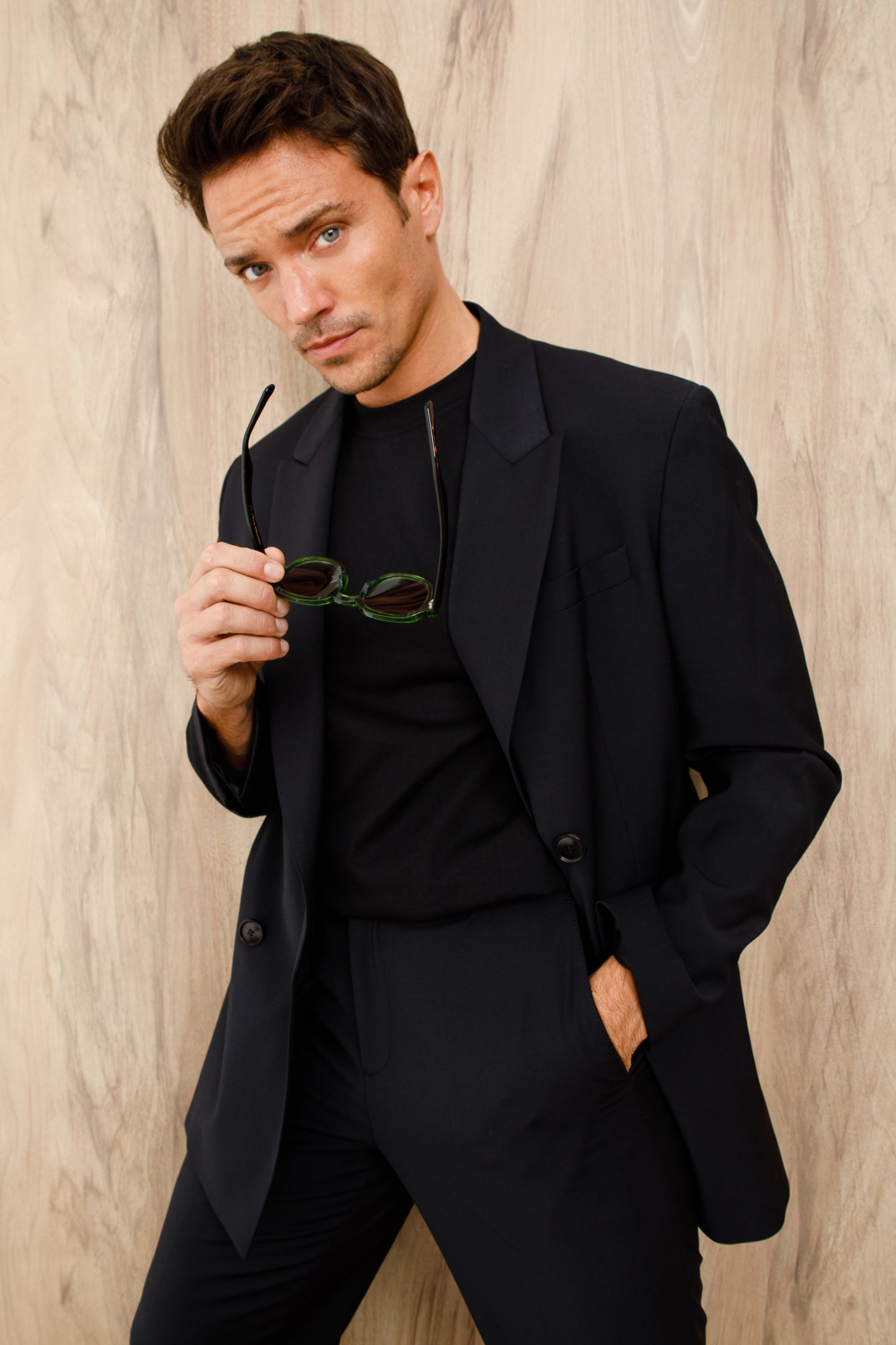 Bota casual con cordones y cremallera para hombre de cuero negro Houston