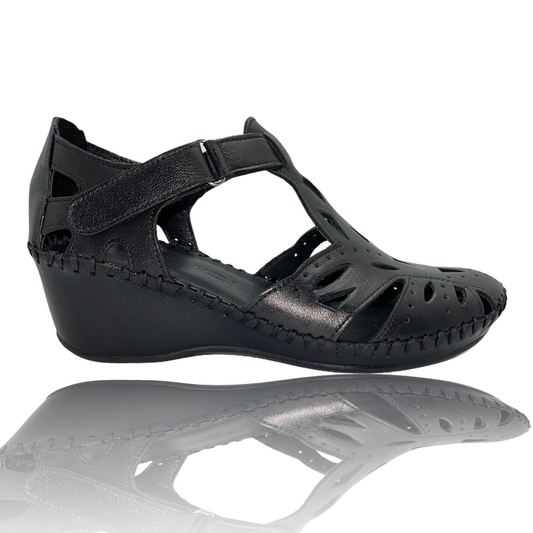 ¡Venta final de la sandalia de cuero negra Tonmawr!