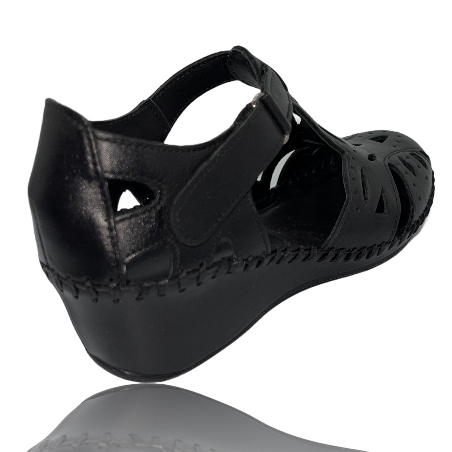 ¡Venta final de la sandalia de cuero negra Tonmawr!