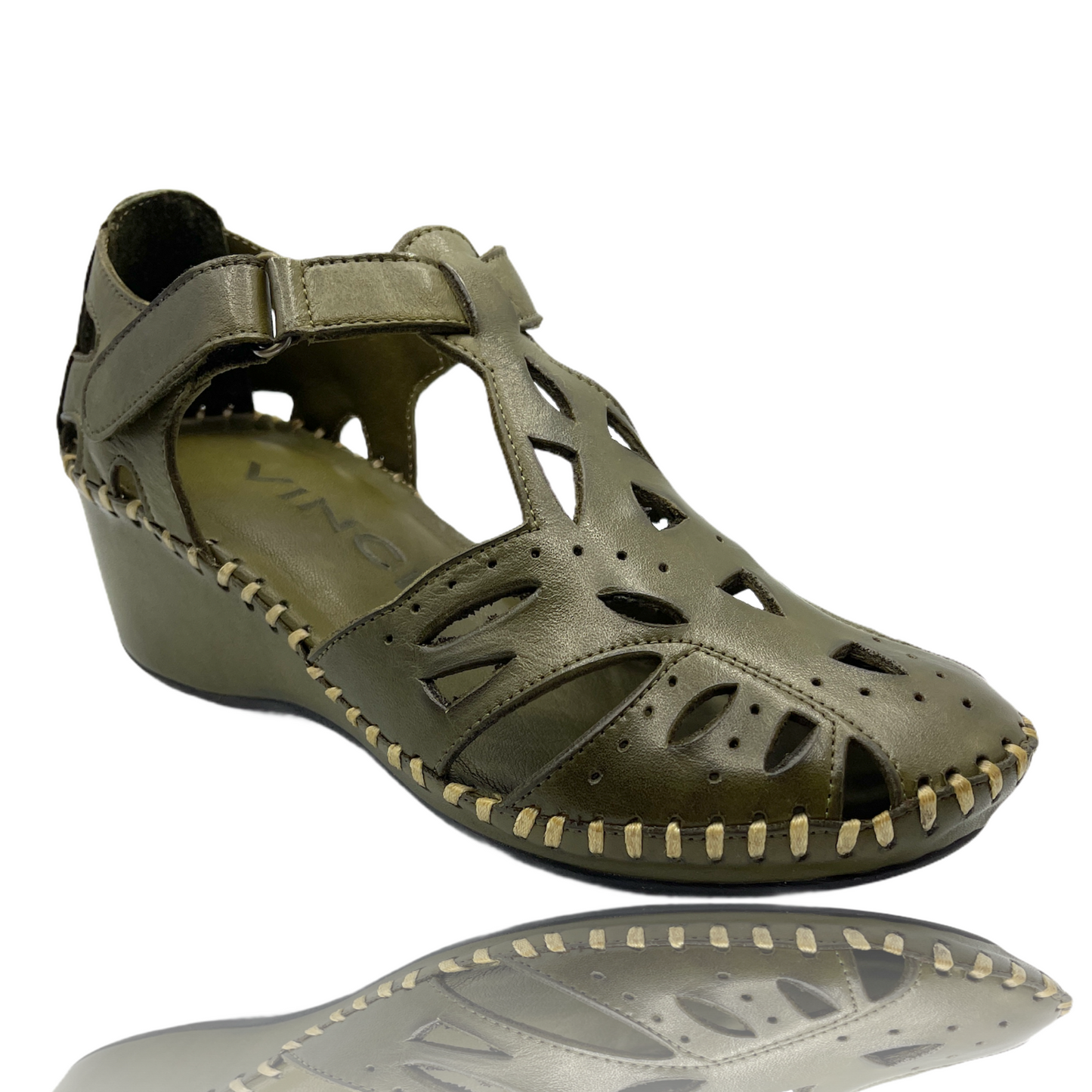 ¡Venta final de la sandalia de cuero verde Tonmawr!
