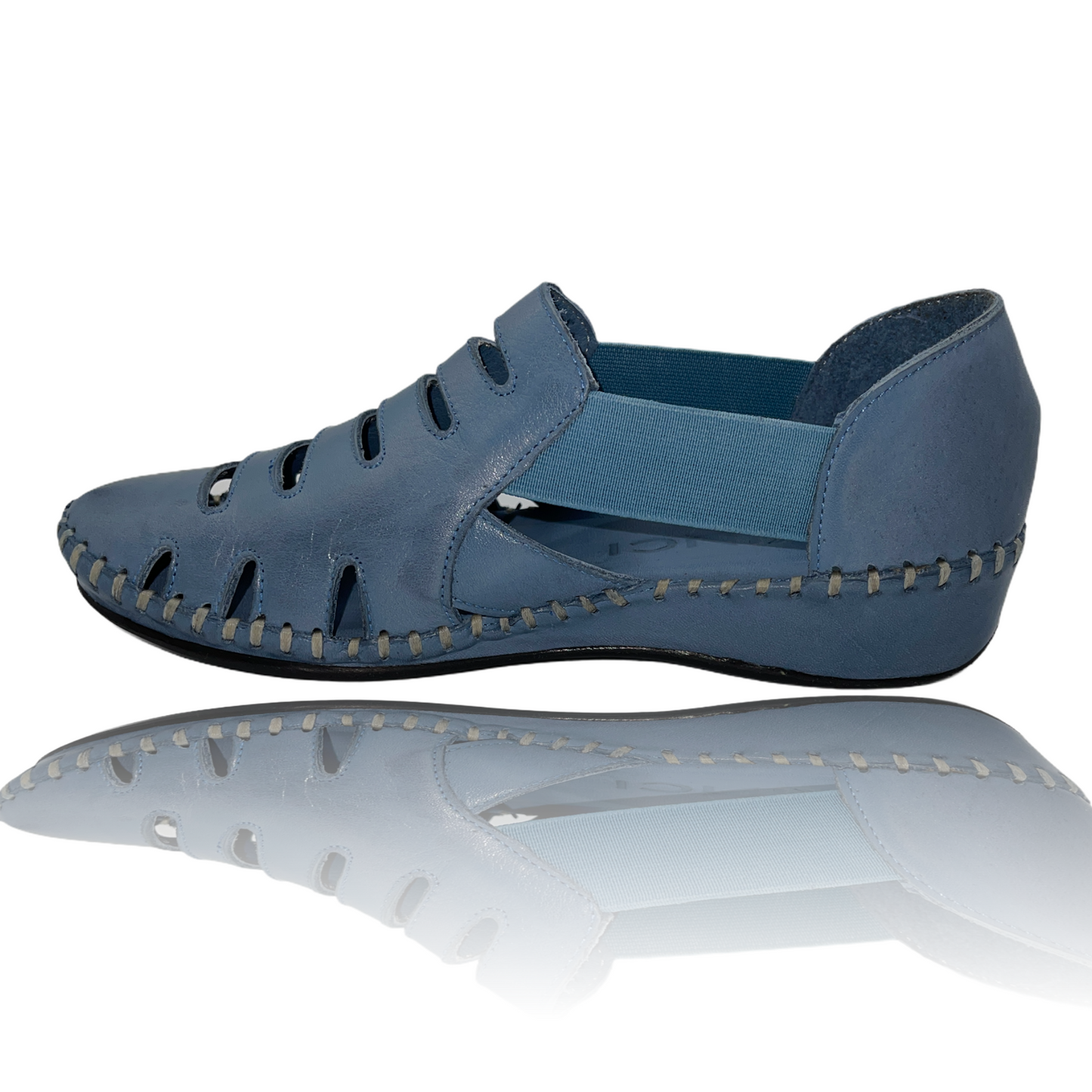 Sandalia de piel azul Maerdy ¡Venta final!