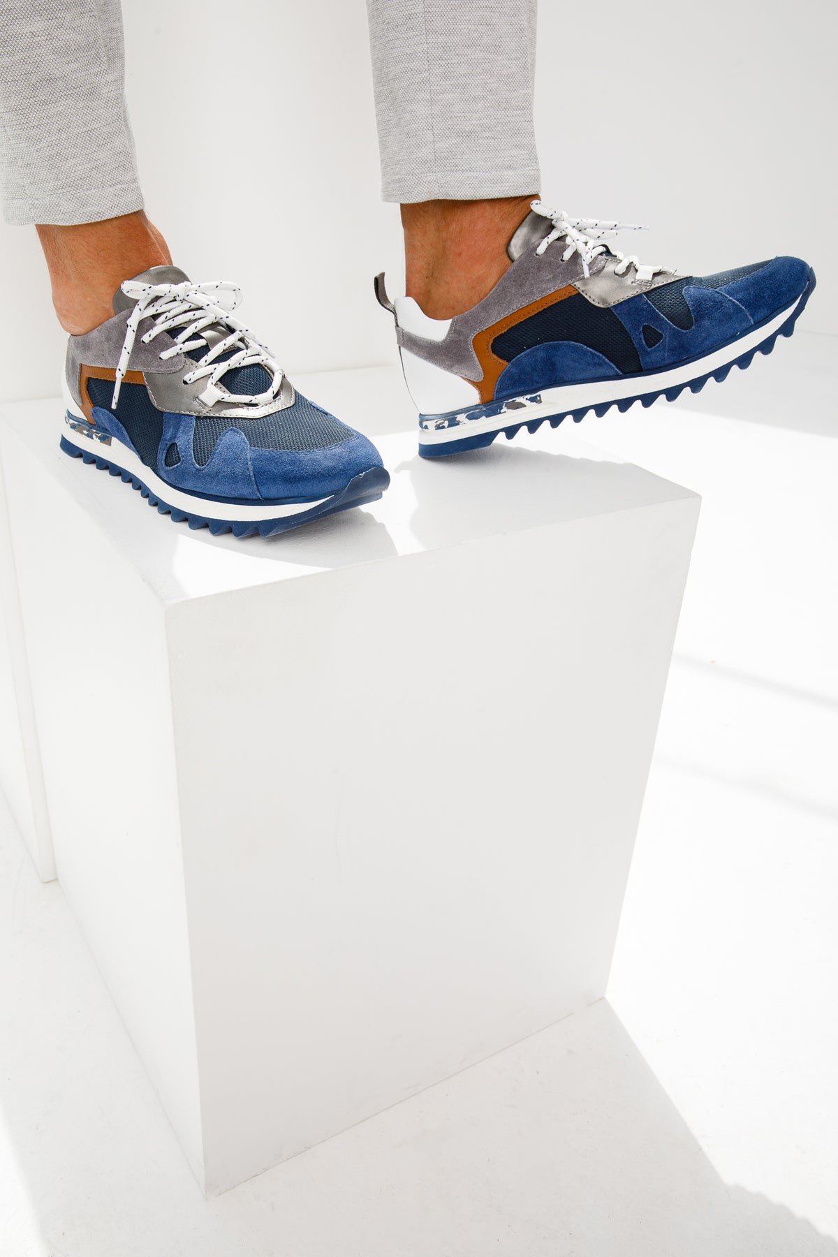 Zapatillas de cuero azul Tyler para hombre